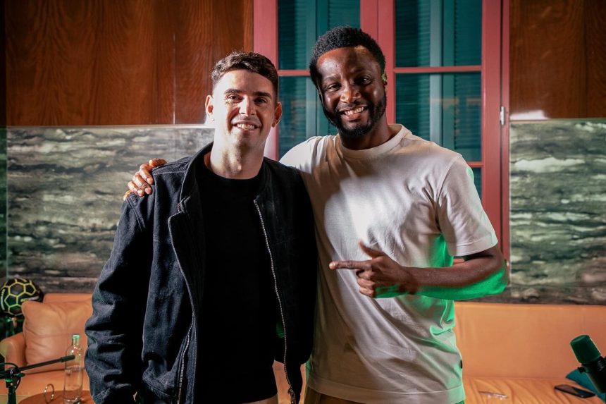 Chelsea former players Oscar and Mikel obi on the Obi One podcast (Photo Credit: The Obi One podcast X handle)