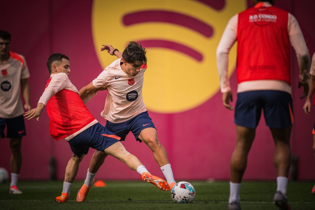 Barcelona players in training as the prepare for the game against Sevilla (Photo Credit: Barcelona X handle)