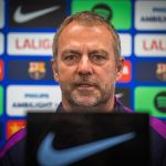Barcelona coach Hansi Flick during the press conference(Photo Credit: Barcelona X handle)
