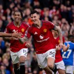 Benjamin Sesko after scoring for Manchester United at Old Trafford against Sunderland (Photo Credit: Manchester United X handle)
