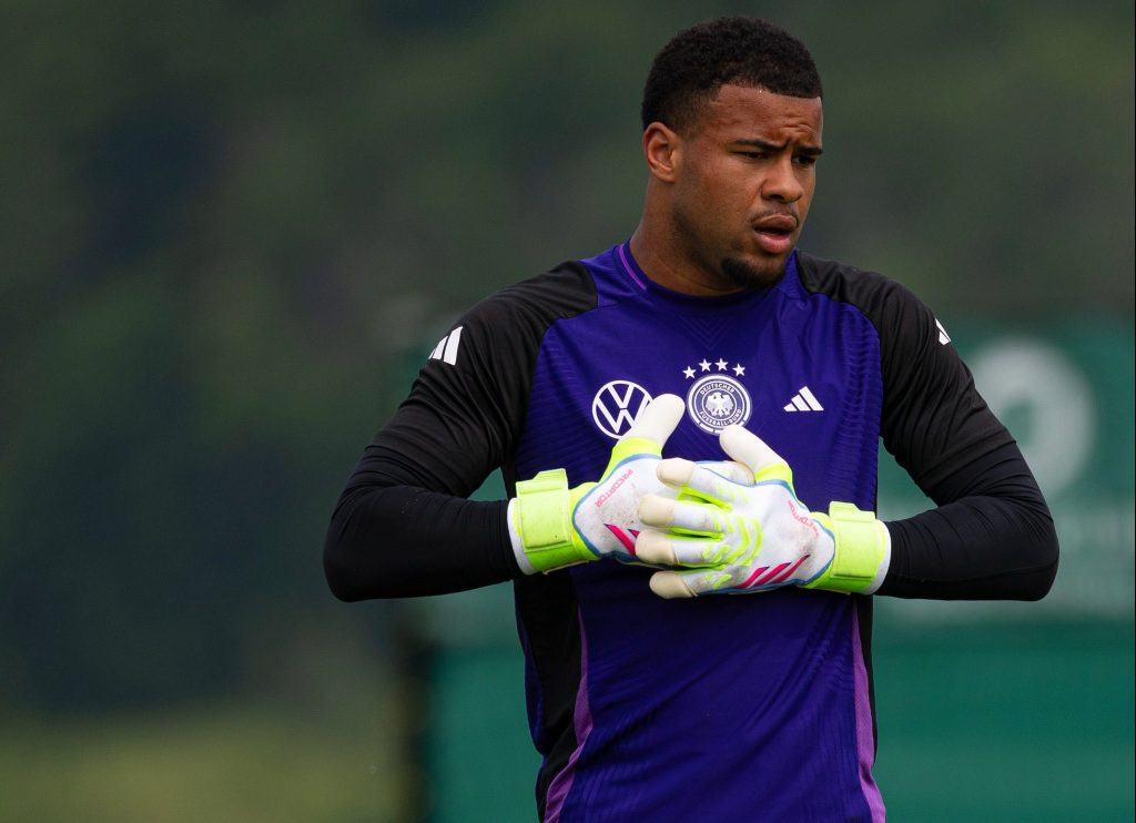 Noah Atubolu in training for the German national team (Photo Credit: German football website)
