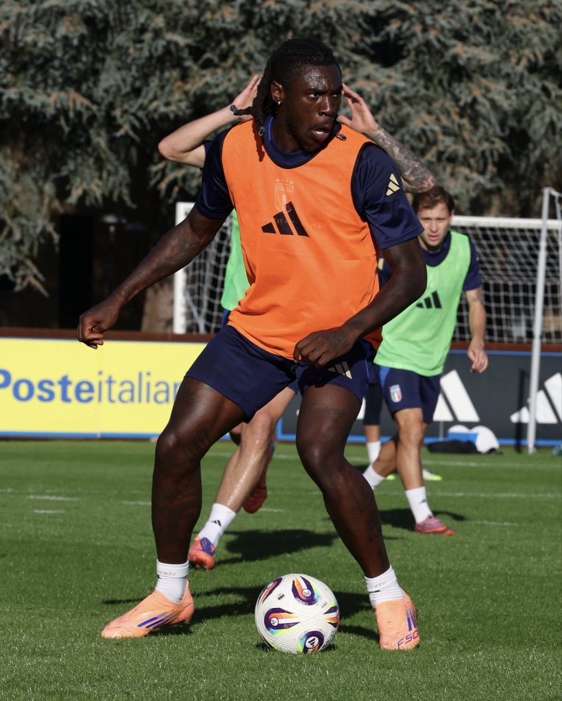Moise Kean in Training with other Italian national team players (Photo Credit: Italian football X handle)