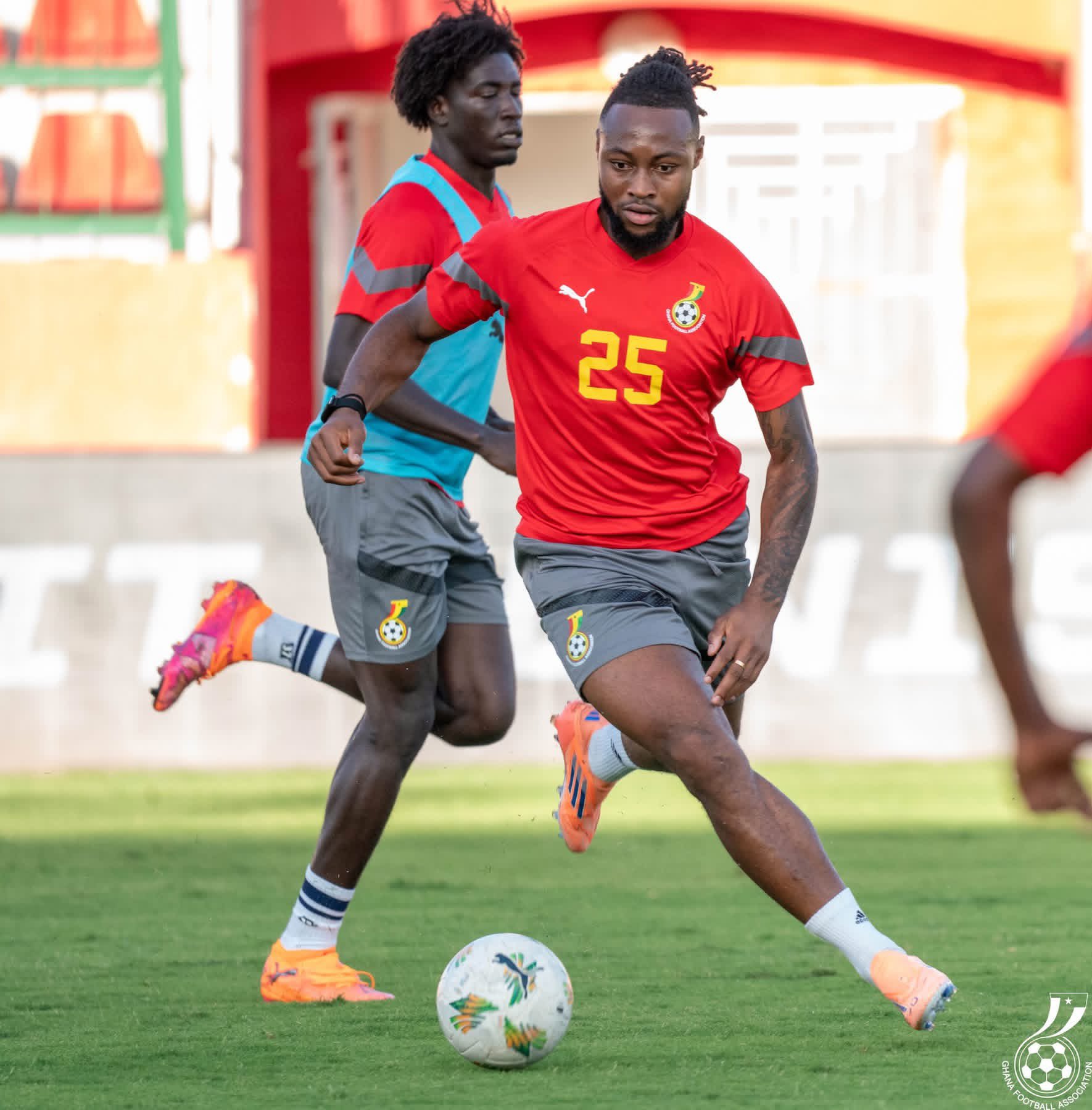 Antoine Semenyo in training for the Black Stars of Ghana ahead of the game against Central African Republic (Photo Credit: Ghana football X handle)