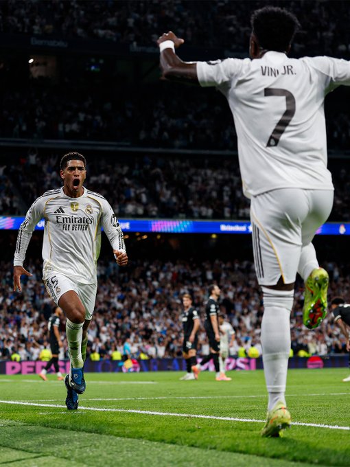 Jude Bellingham and Vini Jnr celebrating (Photo Credit: Real Madrid via X)