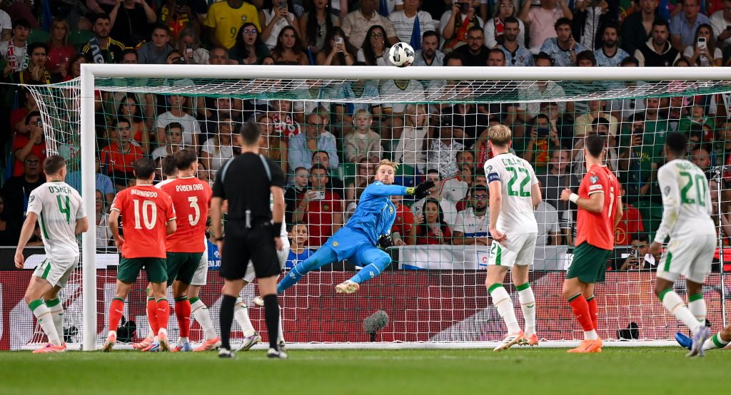 Caoimhín Kelleher in action for Ireland (Photo Credit: Ireland X handle)