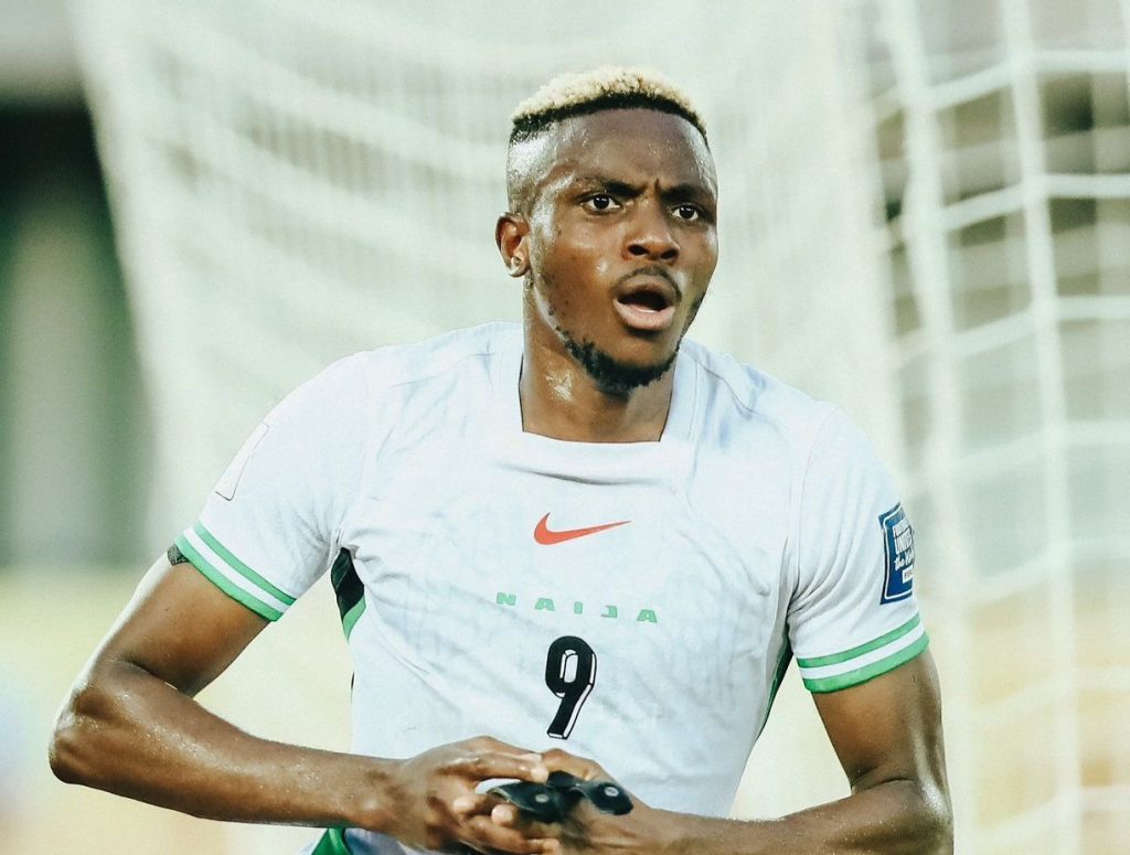 Victor Osimhen Celebrates his Goal for Super Eagles (Photo Credit: Nigeria via X)