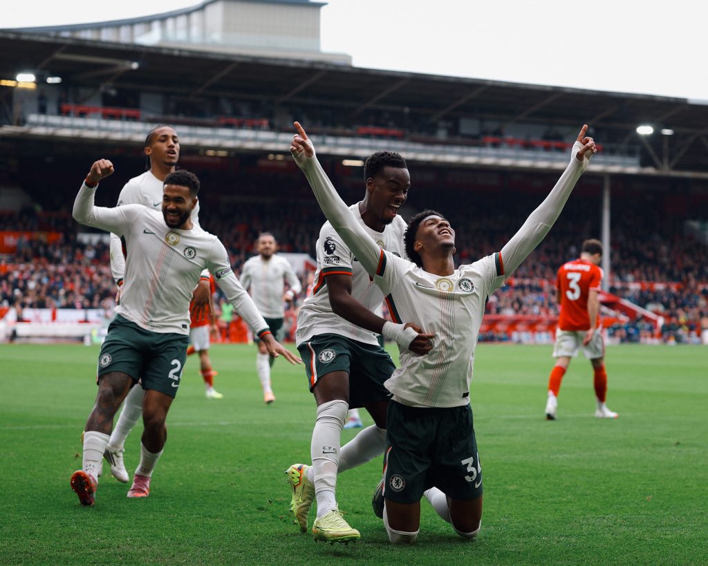 Josh Acheampong after scoring his first goal for chelsea (Photo Credit: Chelsea X handle)