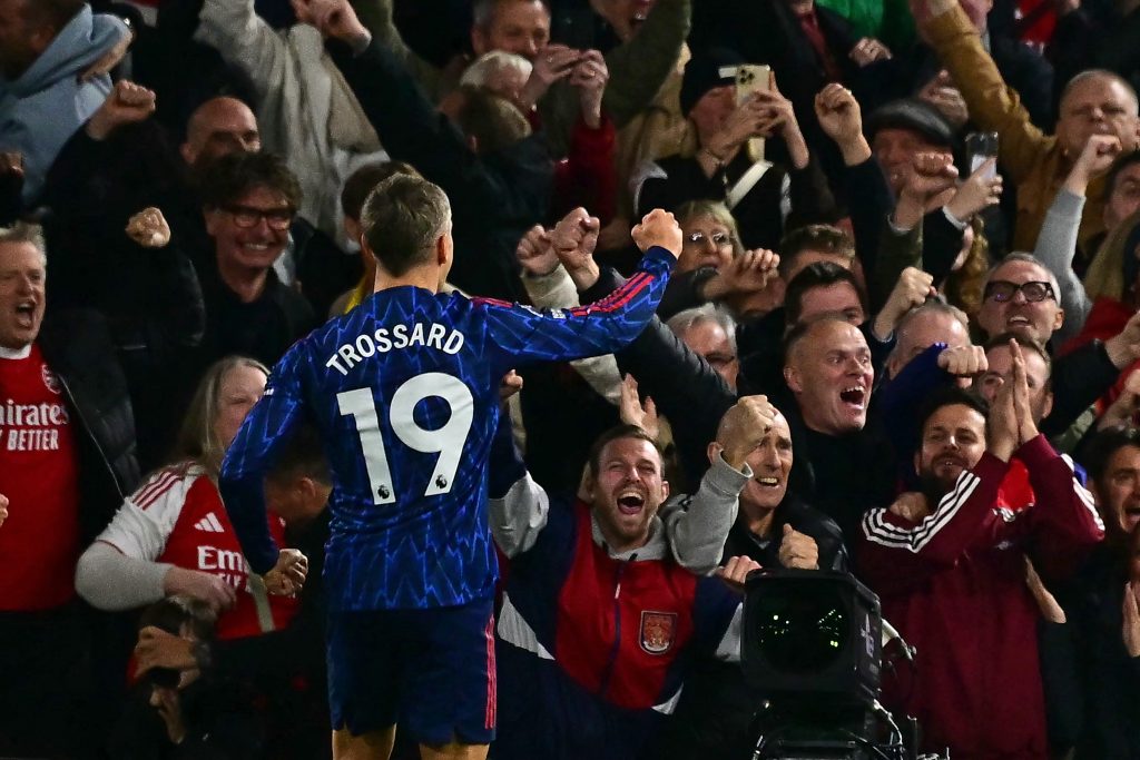Leandro Trossard after scoring against Fulham (Photo Credit: Arsenal X handle)