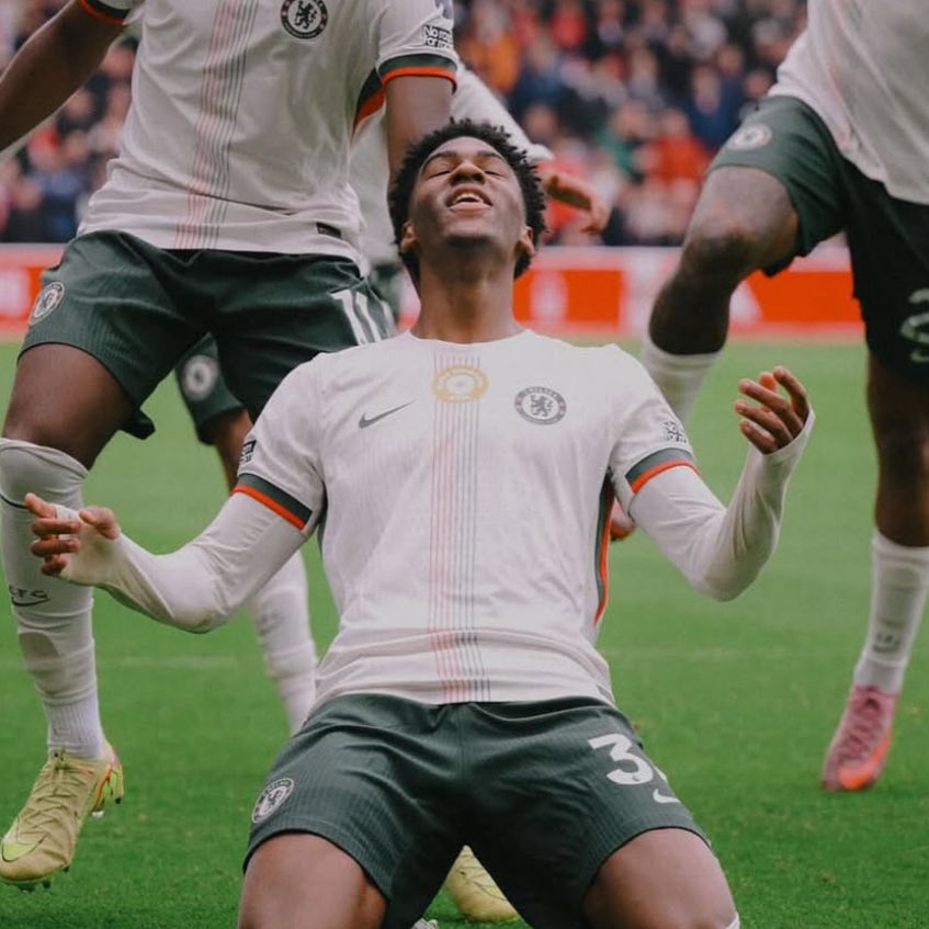 Josh Acheampong after scoring his first goal for chelsea (Photo Credit: Fabrizio Romano X handle)