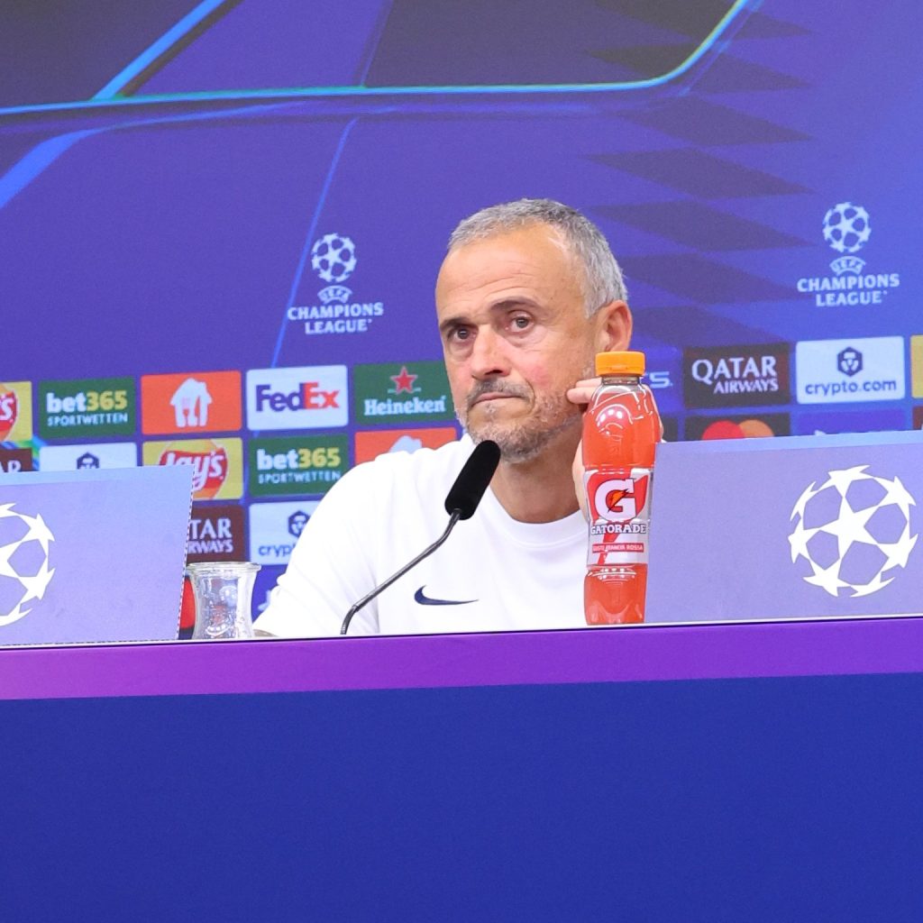 Luis Enrique speaking during the press conference (Photo Credit: PSG X handle)