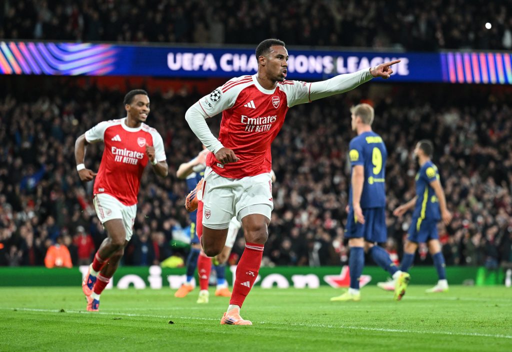 Gabriel after scoring for Arsenal (Photo Credit : Arsenal X handle)