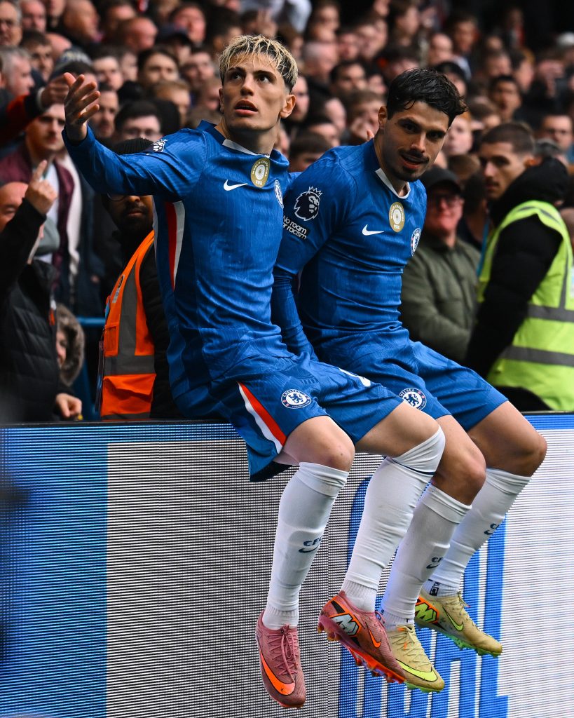 Alejandro Garnacho after  celebrates after scoring his first PL goal for chelsea (Photo Credit: Chelsea X handle)