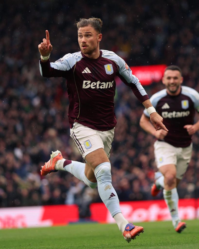 Matty Cash Celebrates after scoring for Aston Villa against Manchester City (Photo Credit: Aston Villa X handle)