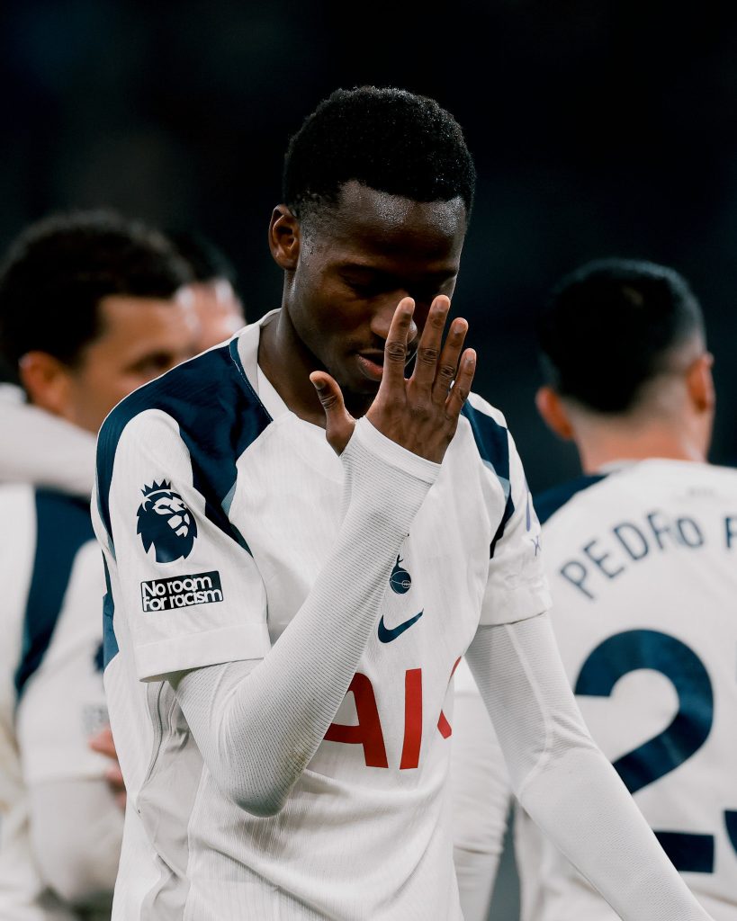 Pape Malang Sarr after scoring for Tottenham (Photo Credit: Tottenham X handle)