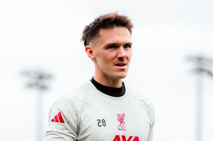 Freddie Woodman of Liverpool (Photo Credit: The Reds via X)