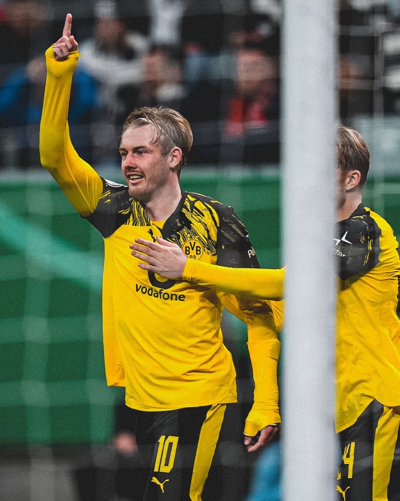 Julian Brandt after scoring the equalizer for dortmund (Photo Credit: BVB X handle)