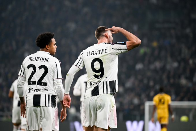 Dusan Vlahovic celebrates his goal (Photo Credit: Juve via X)