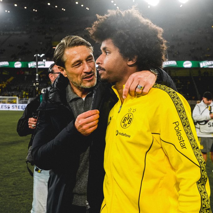 Niko Kovac and Karim Adeymi (Photo Credit: Borussia X Handle)