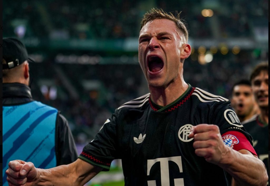Joshua Kimmich celebrates a goal. Photo Credit: Bayern Media