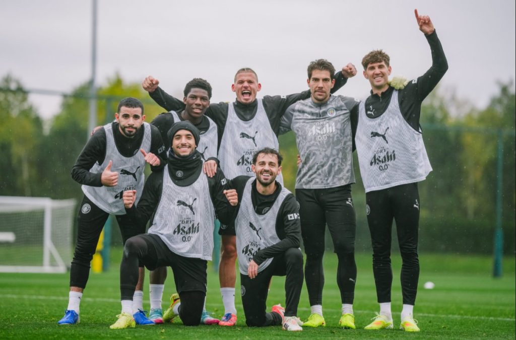 Manchester City players in training. Photo credit: Man City Media.