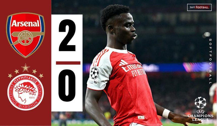 Arsenal beat Olympiacos 2-0 to extend their perfect record in the Champions League. (Photo credit: Softfootball).