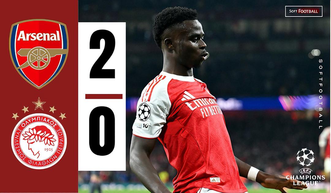 Arsenal beat Olympiacos 2-0 to extend their perfect record in the Champions League. (Photo credit: Softfootball).