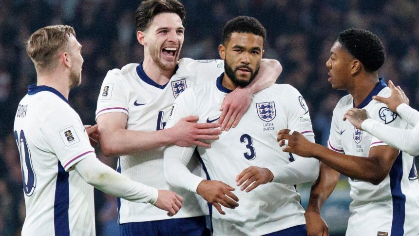 England players celebrate after scoring (Photo Credit: England football X handle)