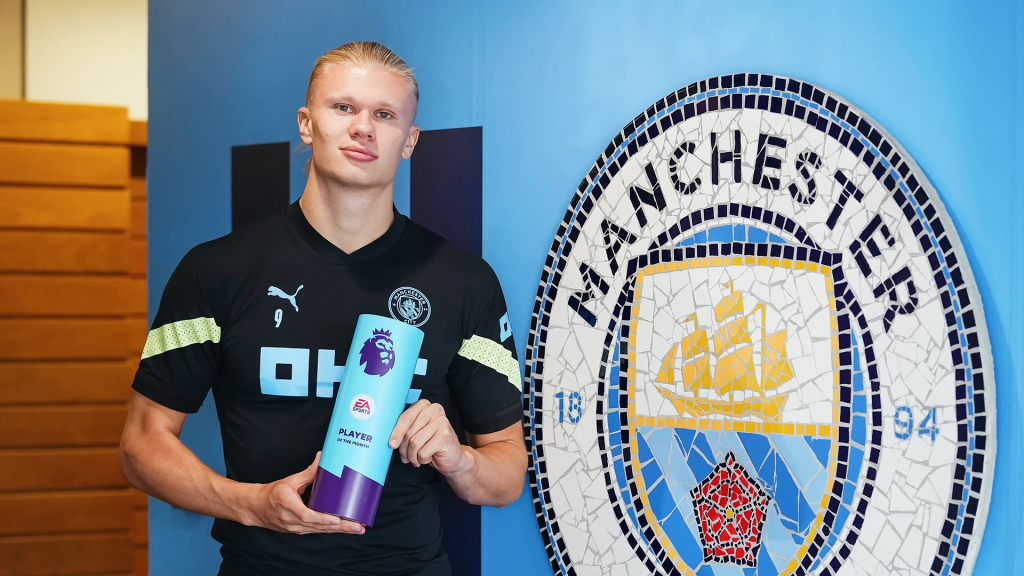 Premier League player of the month for september Erling Haaland (Photo Credit:  Manchester City website)