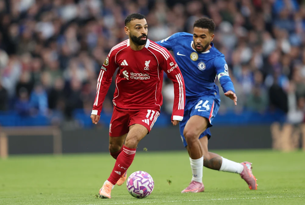 Reece James closes down Mohammed Salah (Photo Credit: Chelsea website) 