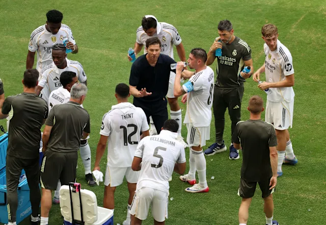 Xabi Alonso and his Real Madrid players (Photo Credit: Real Madrid via X)
