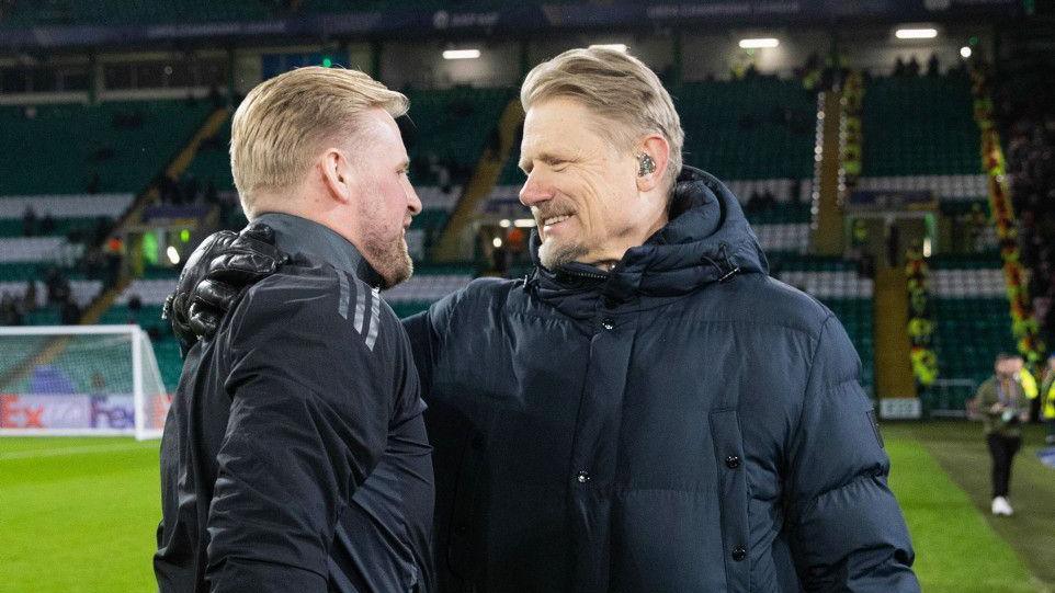 Peter Schmeichel and Kasper Schmeichel (Photo Credit: Premier League website)
