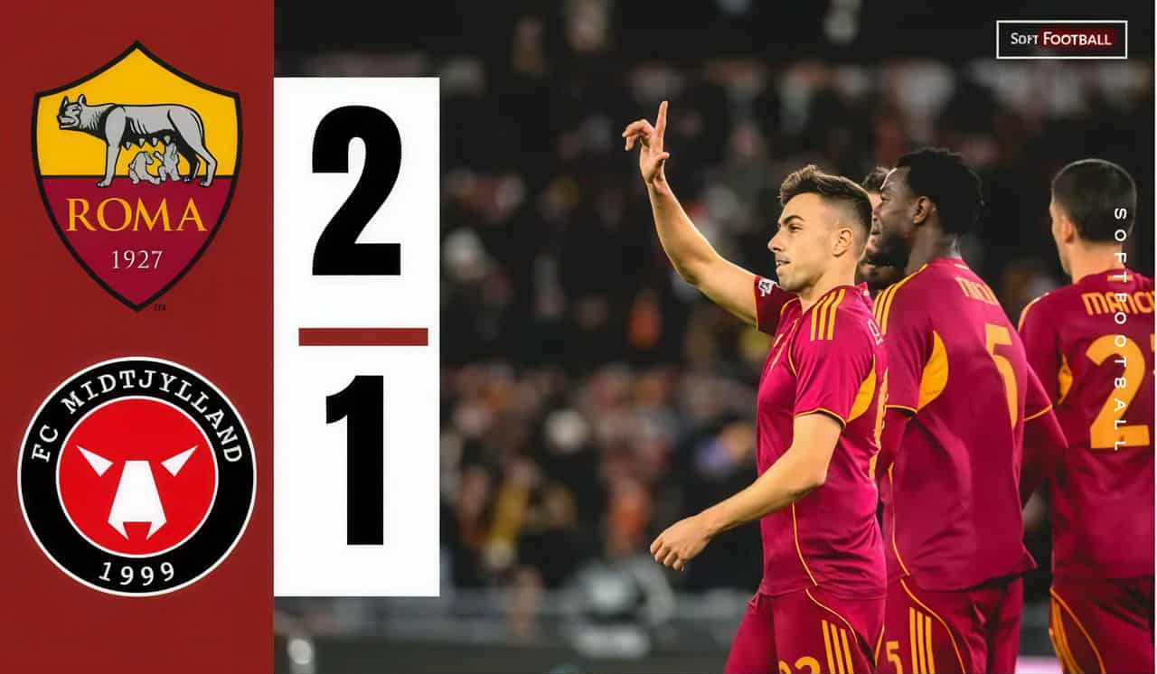 AS Roma defeats FC Midtjylland with a 2-1 result (Photo Credit: Softfootball)