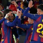 Barcelona players celebrate a goal. (Photo Credit: Barcelona Media).