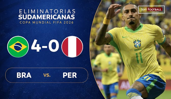 Brazil Dominates Peru 4–0 in World Cup Qualifier with Raphinha Double - Photo Credit : Softfootball Media