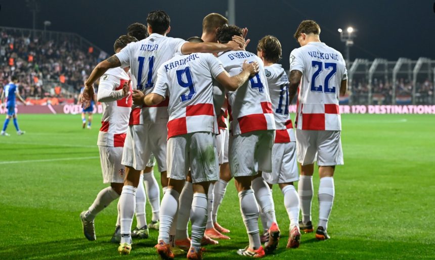 Croatia players celebrate a goal. (Photo Credit: CroatiaMedia).