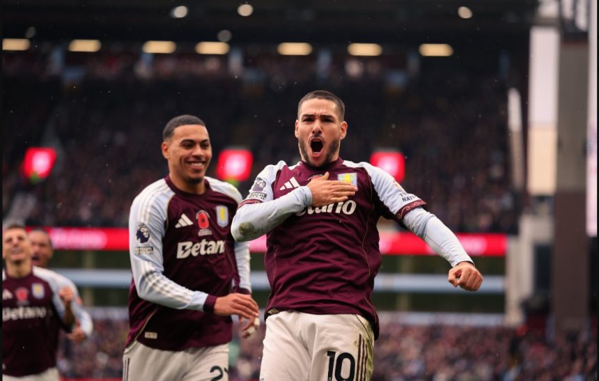 Emi Buendia celebrates his goal. (Photo Credit: Aston Villa Media.).