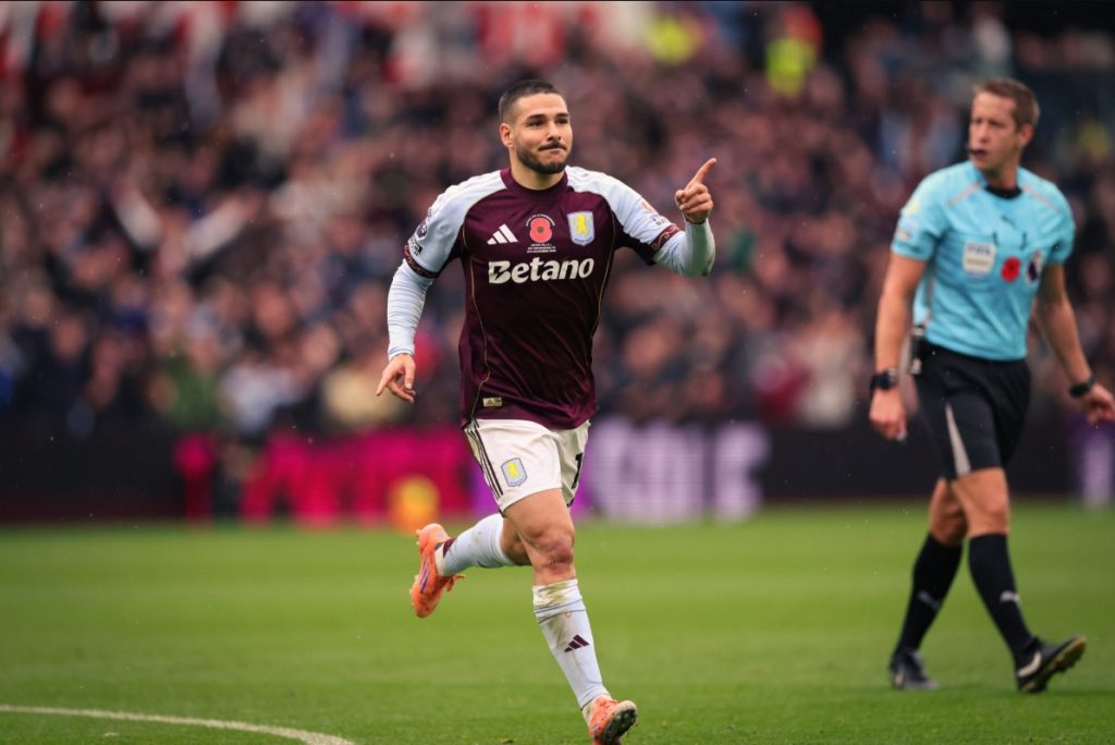 Emi Buendia celebrates his goal. (Photo Credit: Aston Villa Media).