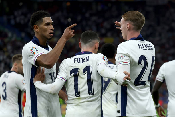Jude Bellingham, Phil Foden and Cole Palmer (Photo Credit: England Media)