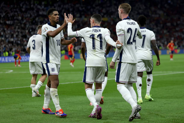 Jude Bellingham, Phil Foden and Cole Palmer (Photo Credit: England Media)
