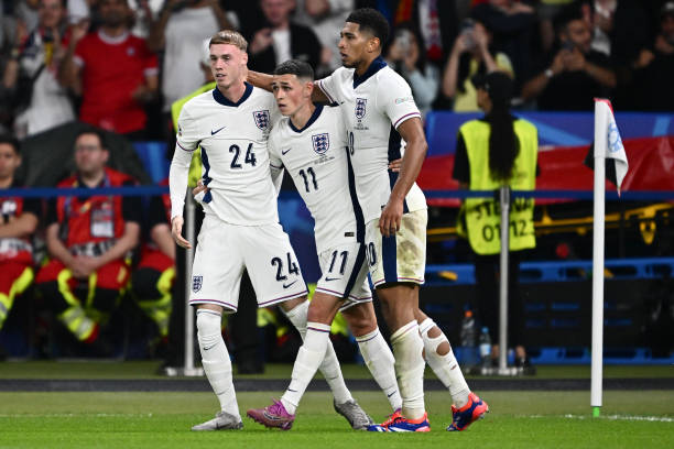 Jude Bellingham, Phil Foden and Cole Palmer (Photo Credit: England Media)