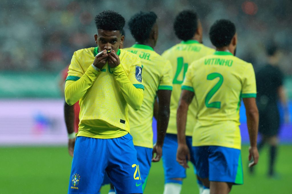 Estevao After scoring for Brazil (Photo Credit: Brazil football website)