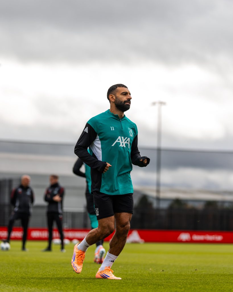 Mo Salah in training ahead of the matchup against Real Madrid (Photo Credit: Liverpool X handle)