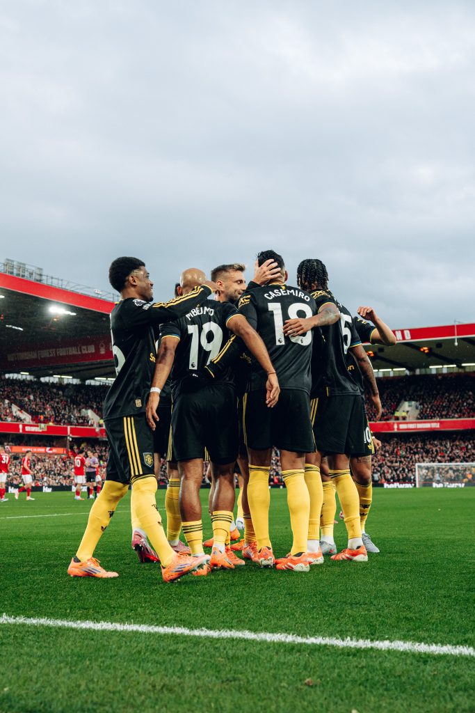 Manchester united players celebrate after going up 1-0 (Photo Credit: Manchester united X handle)
