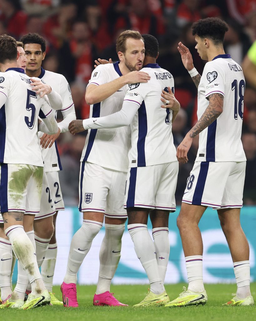 England players celebrate after scoring (Photo Credit: England via X)