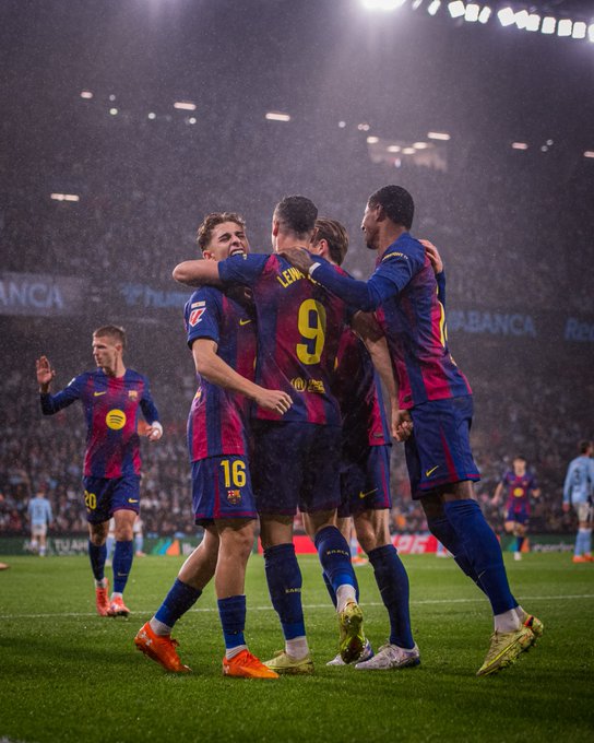 Barcelona players celebrate (Photo Credit: Barca via X)
