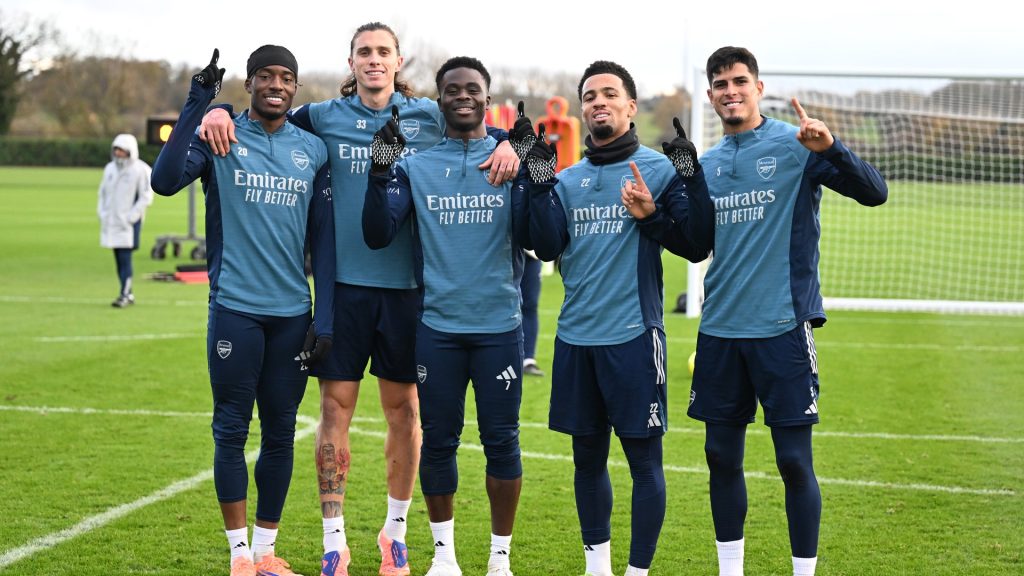Arsenal players in training ahead of the game against Chelsea (Photo Credit: Arsenal via X)
