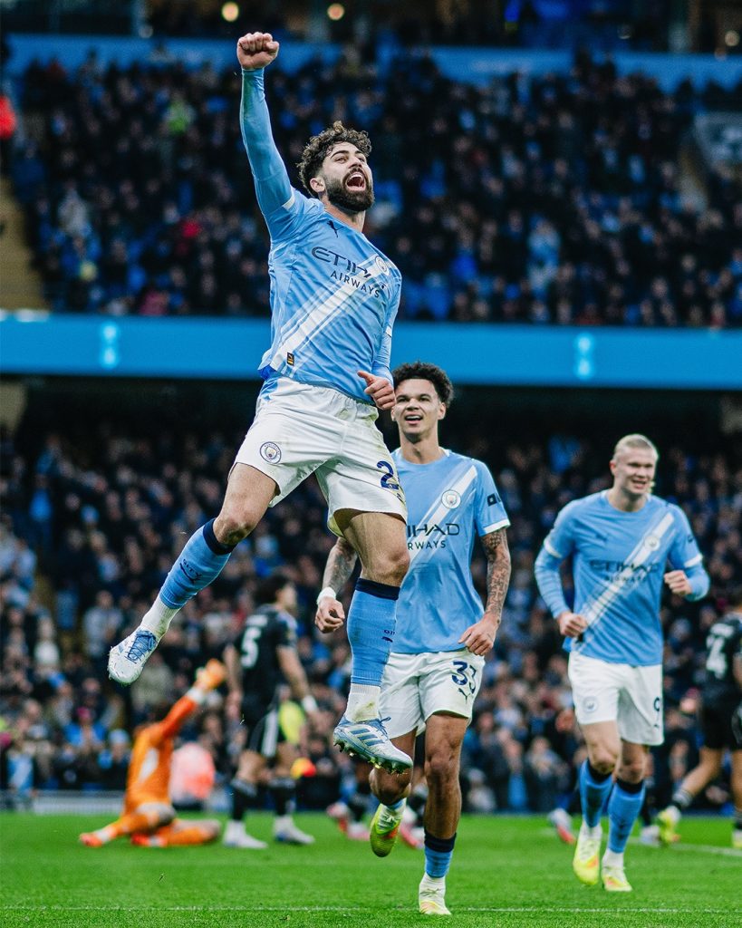 Joskol Gvardiol after scoring for Manchester City (Photo Credit: Manchester city via X)