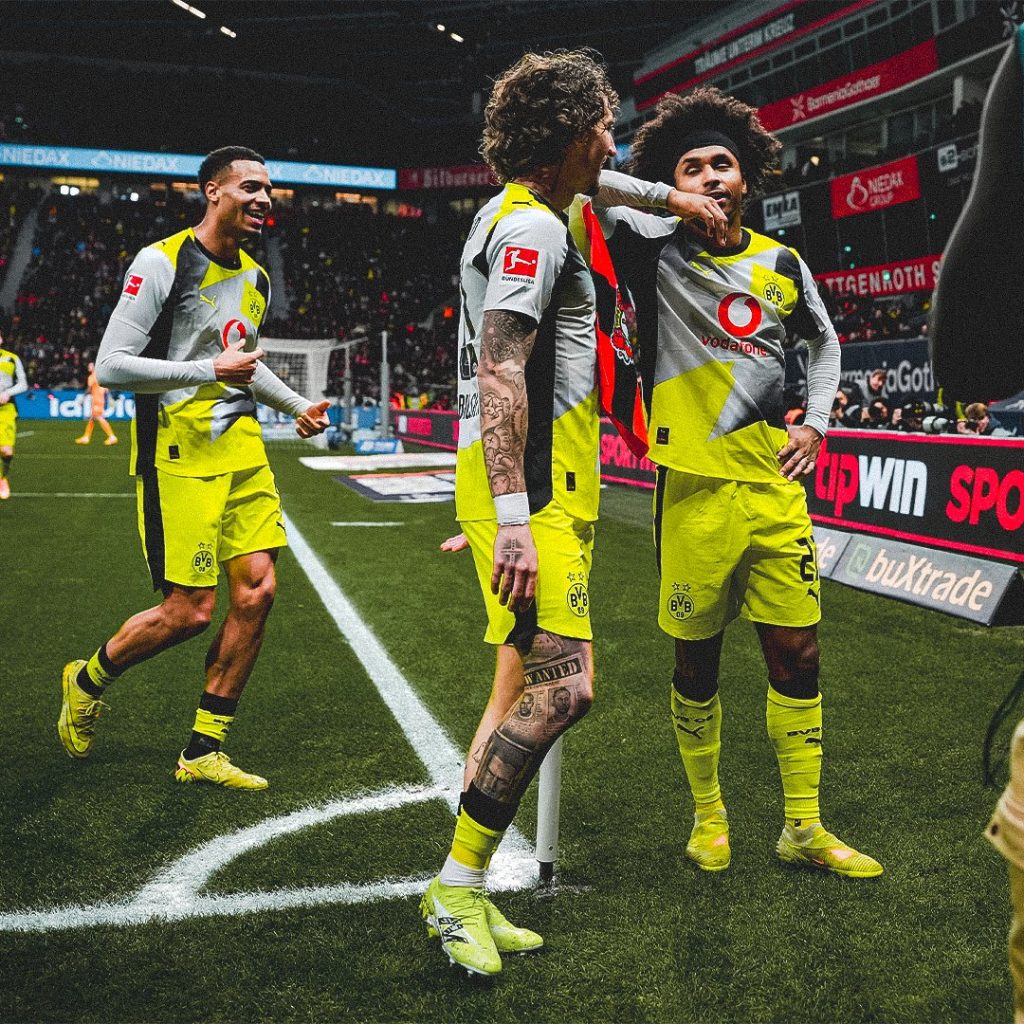 Kareem Adeyemi after scoring for Borussia Dortmund (Photo Credit: BorussIa Dortmund via X)
