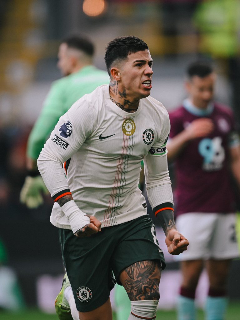 Enzo Fernandes after scoring for Chelsea (Photo Credit: Chelsea via X)