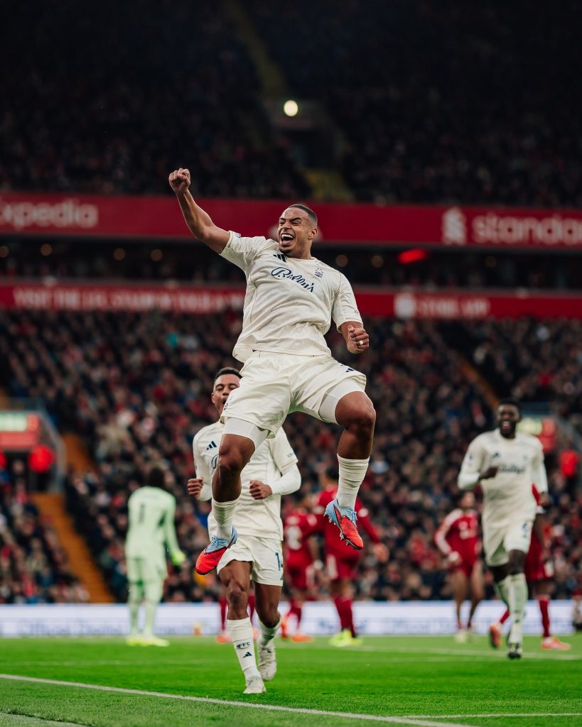 Murillo after scoring for Nottingham forest (Photo Credit: Nottingham forest via X)